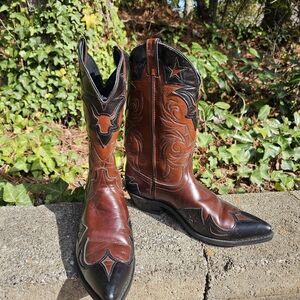 Laredo Brown and Black Cowboy Boots